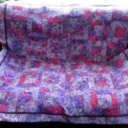 Batik Lap Quilt Lavender Purple Fuchsia Floral Couch Throw - 50x50 - thumbnail 2