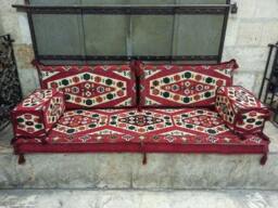 Arabic Oriental Seating Cover Set . Anatolian Majlis - Rug Fabric Floor Seating Jalsa Indoor/Outdoor Hookah Lounge Home 6Pcs