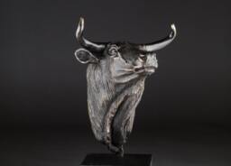 Bronze Bull Figurine Sculpture, Bull Head Portrait Statue, Tabletop Art, Modern Design Bull, Taurus Zodiac, Home Furnishing Art - thumbnail 1
