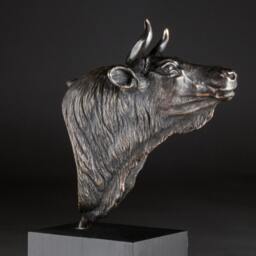 Bronze Bull Figurine Sculpture, Bull Head Portrait Statue, Tabletop Art, Modern Design Bull, Taurus Zodiac, Home Furnishing Art - thumbnail 2