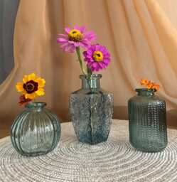 Vintage-Inspired Blue Glass Bud Vases, Sold Individually Or As A Set - thumbnail 1