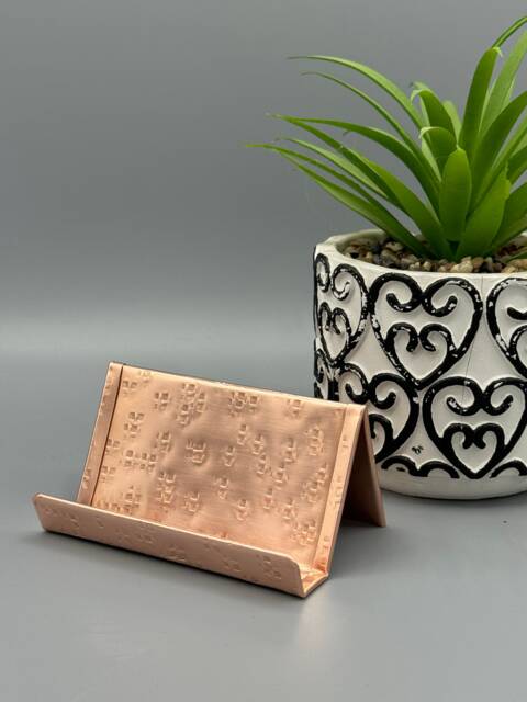Raw Copper Hammered Business Card Holder Desk Accessories - image 1