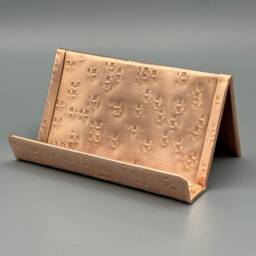 Raw Copper Hammered Business Card Holder Desk Accessories - thumbnail 3