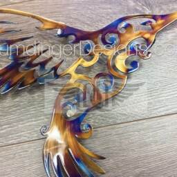 Hummingbird Metal Wall Art Hand Polished Steel Nature Decor - thumbnail 2