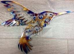Hummingbird Metal Wall Art Hand Polished Steel Nature Decor - thumbnail 1
