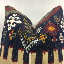Vintage Handwoven Kilim Pillow Cover, Turkish Rustic Home Decor - 16x16 - thumbnail 2