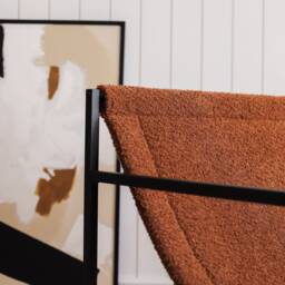 Handmade Sling Chair Black Steel, Jacquard Upholstery, Modern Nordic Design - thumbnail 2