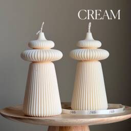 Large Ribbed Soy Pillar Candle - Sculptural Home Decor - thumbnail 3
