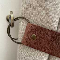 Handmade Wide Antique Brown Leather Curtain Tie Back Thick O-Ring 38mm Wide - Single - thumbnail 4