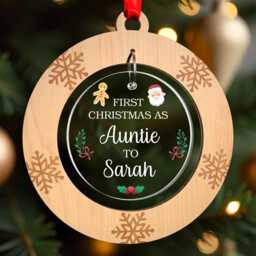 1st First Christmas As My Auntie, Personalised Auntie Decoration, New Gifts From Niece Nephew, With Red Bag - thumbnail 2