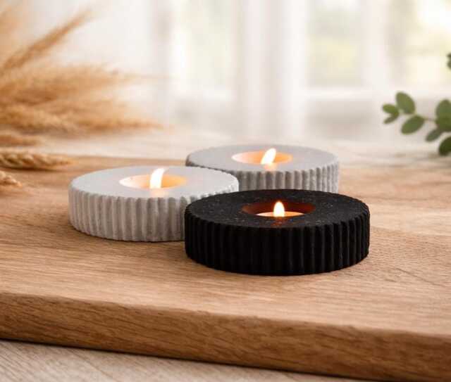 Concrete Tea Light Candle Holder Modern Scandinavian Decor - image 1