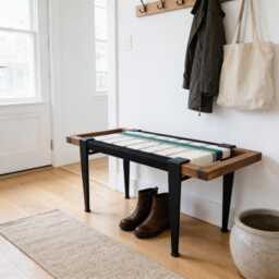 Hand-Woven Entryway Bench Mcm Style End Of Bed & Mudroom Seating - Custom-Made, Multiple Sizes - thumbnail 3