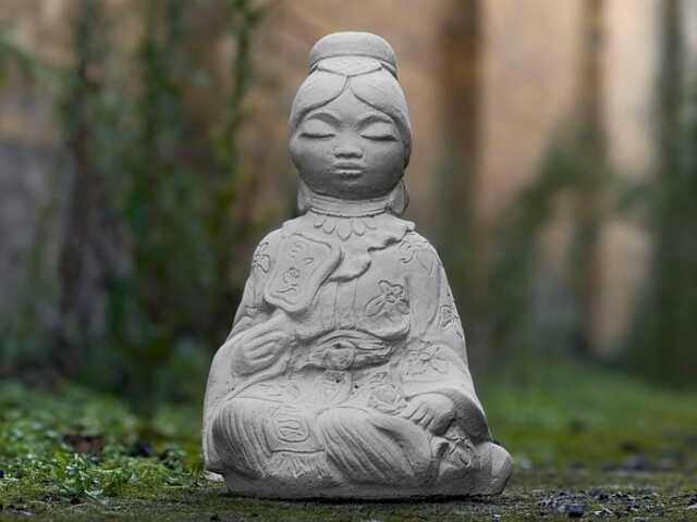 Concrete Asian Serenity Statue Meditation Garden Decor Zen Goddess Sculpture For Outdoor Spaces Chinese Woman Figurine Peaceful Ornament - image 1