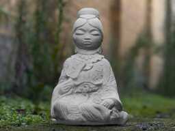 Concrete Asian Serenity Statue Meditation Garden Decor Zen Goddess Sculpture For Outdoor Spaces Chinese Woman Figurine Peaceful Ornament - thumbnail 1