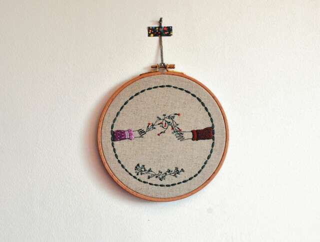 Wall Hanging Embroidery Art Knots Of Life Wedding Gifting - image 1