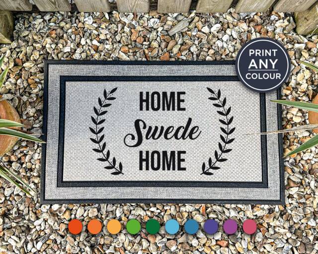 Home Swede - Cute Swedish Family Door Mat New Wedding Gift Decor Welcome Doormat Weather Proof - image 1