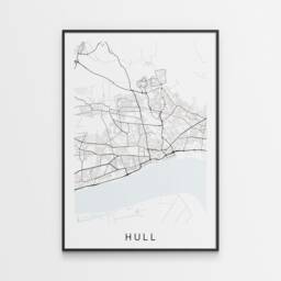 Hull Map Print - Minimal Poster Art Kingston Upon - thumbnail 1