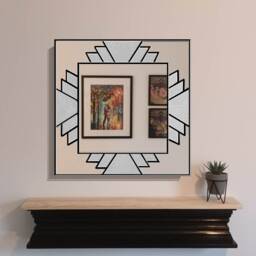 Art Deco Mirror Large Stained Glass Style Overmantle Mirror - thumbnail 2