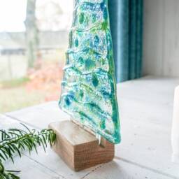Large Fused Glass Christmas Tree Blue Green 22cm - 8 1/2 - thumbnail 2
