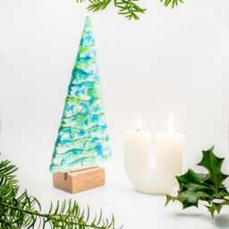 Large Fused Glass Christmas Tree Blue Green 22cm - 8 1/2 - thumbnail 4