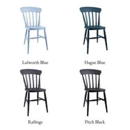 Slatback Farmhouse Dining Chair, Solid Beech Wood Kitchen Hand Painted in Any Farrow & Ball Colour - thumbnail 2