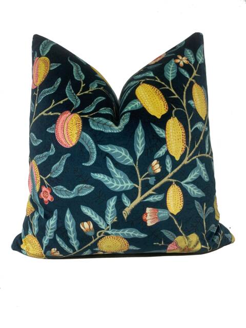 William Morris Fruit - Indigo/Slate Velvet Fabric Cushion Cover Pillow - image 1