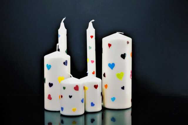 Rainbow Valentine Wax Candle, Hand Painted - image 1