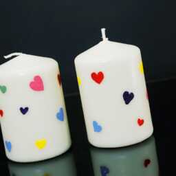 Rainbow Valentine Wax Candle, Hand Painted - thumbnail 3
