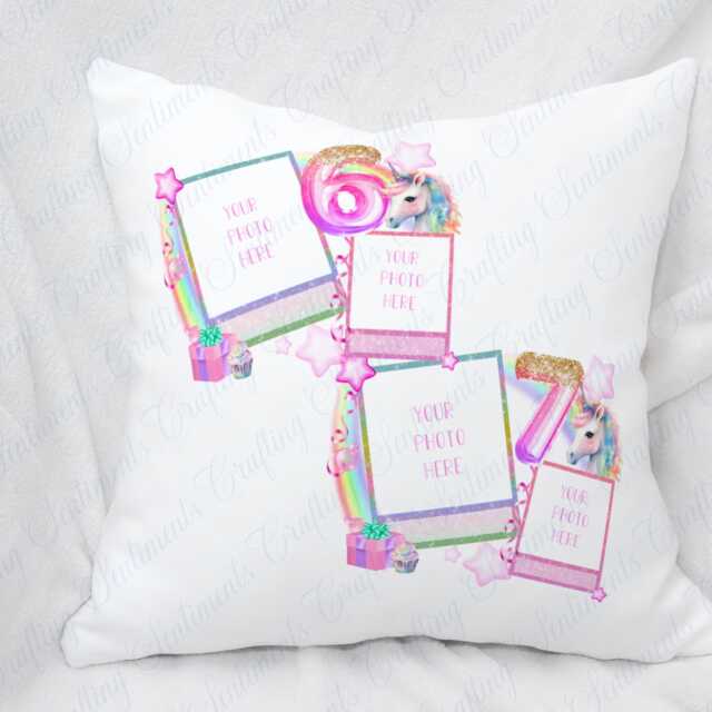 Personalised Unicorn Photo Cushion - Custom Name Age Pillow For Girls - image 1