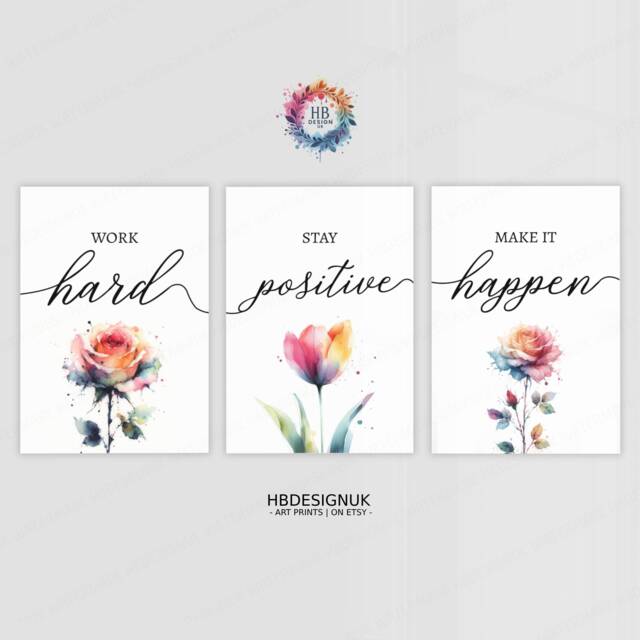 Colourful Home Office Prints - Set Of 3 Posters - Minimalist Desk Decor Work From Wall Art Wfh Gifts Coworker Workplace Pictures - image 1