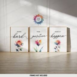 Colourful Home Office Prints - Set Of 3 Posters - Minimalist Desk Decor Work From Wall Art Wfh Gifts Coworker Workplace Pictures - thumbnail 2