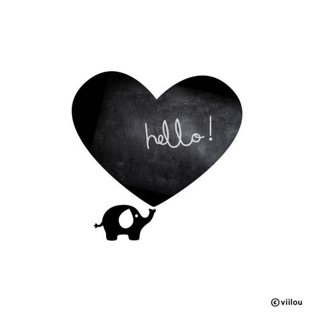 Chalk Board Elephant With Heart Wall Sticker Nursery Tattoos Kids Boards Children Motifs Decals Elephants Illustration Diy - image 1