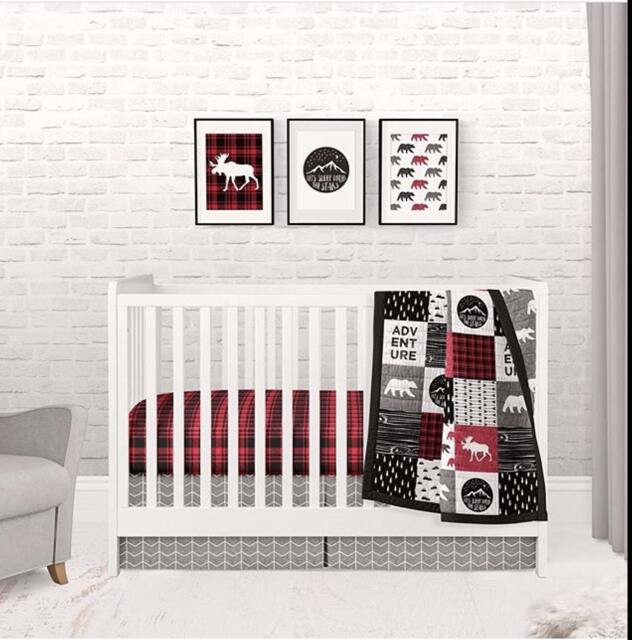 Nursery Bed Set - Plaid Blanket, Crib Sheet . Baby Blanket , Baby Quilt Adventure Nursery Bedding, Gift - image 1