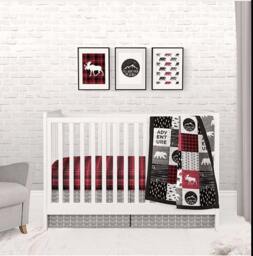 Nursery Bed Set - Plaid Blanket, Crib Sheet . Baby Blanket , Baby Quilt Adventure Nursery Bedding, Gift - thumbnail 1