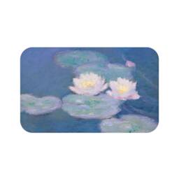 Water Lilies, Microfiber Bath Mat, Vintage Painting, Monet, Circa 1880