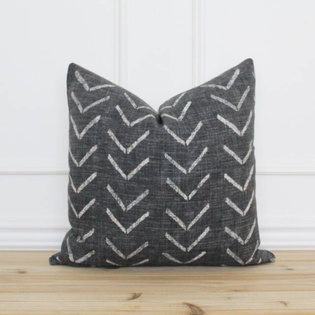 Black Mud Cloth Pillow Cover & Beige Decorative Lumbar Farmhouse Pillows Throw Covers - Wyatt - image 1