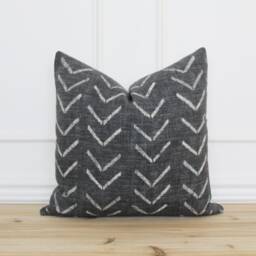 Black Mud Cloth Pillow Cover & Beige Decorative Lumbar Farmhouse Pillows Throw Covers - Wyatt