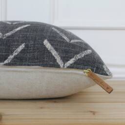 Black Mud Cloth Pillow Cover & Beige Decorative Lumbar Farmhouse Pillows Throw Covers - Wyatt - thumbnail 2