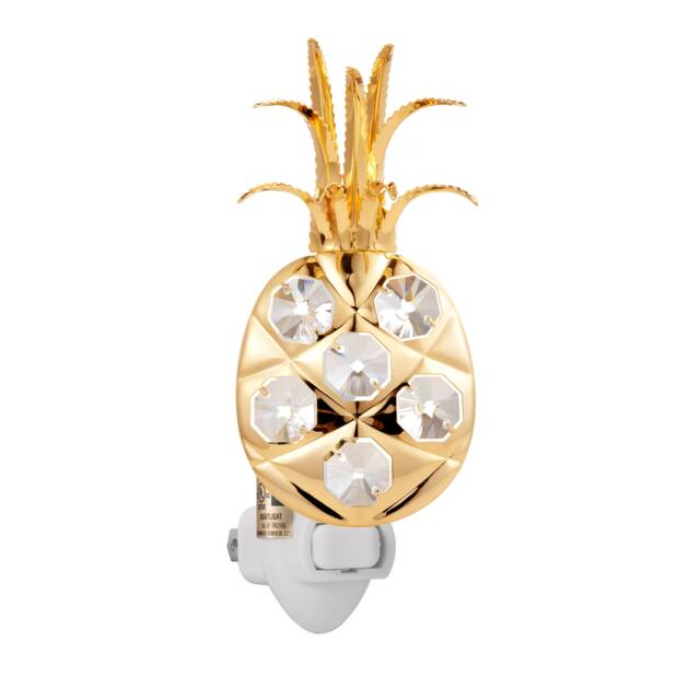 24K Gold Plated Pineapple Handcrafted Luxury Night Light Decorated Swarovski Crystals Bedroom Bathroom Kids Room Kitchen Gift Premium Decor - image 1