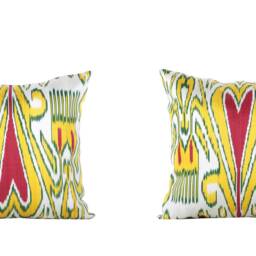 "Set Of 4 Pcs, Ikat Pillow Cover, Silk & Cotton Pillow, 20.08"" X 20.28" - thumbnail 2