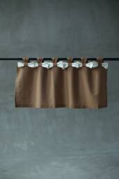 Linen Curtain Panel With White Bows - Farmhouse Cafe - thumbnail 1