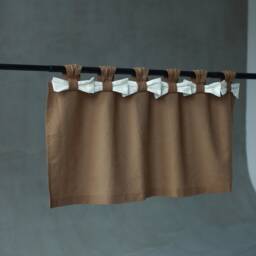 Linen Curtain Panel With White Bows - Farmhouse Cafe - thumbnail 3