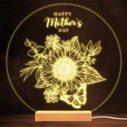 Happy Mother's Day Butterfly Sunflowers Personalised Gift Lamp Night Light - thumbnail 1