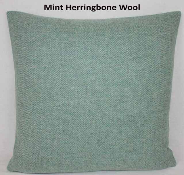 Mint Green Herringbone Wool Abraham Moon British Made 100% Cushion Pillow Cover Square Rectangle Lumbar - Superior Quality - image 1