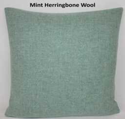Mint Green Herringbone Wool Abraham Moon British Made 100% Cushion Pillow Cover Square Rectangle Lumbar - Superior Quality - thumbnail 1