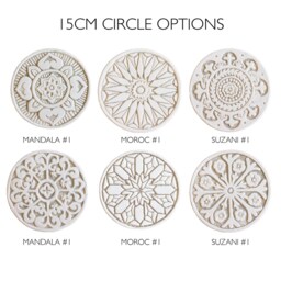 Moroccan Wall Sculpture For Decoration, Ceramic Tile With Design Outdoor, Circle Art, Moroc #2 Circles 15cm Beige - thumbnail 3