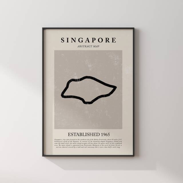 Abstract Singapore Map Vintage Wall Art Print Picasso + Matisse Inspired Travel Poster Oe - image 1