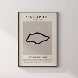 Abstract Singapore Map Vintage Wall Art Print Picasso + Matisse Inspired Travel Poster Oe - thumbnail 1