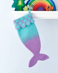Felt Mermaid Christmas Stocking - Cyan & Purple Colours