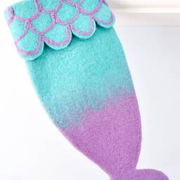 Felt Mermaid Christmas Stocking - Cyan & Purple Colours - thumbnail 3